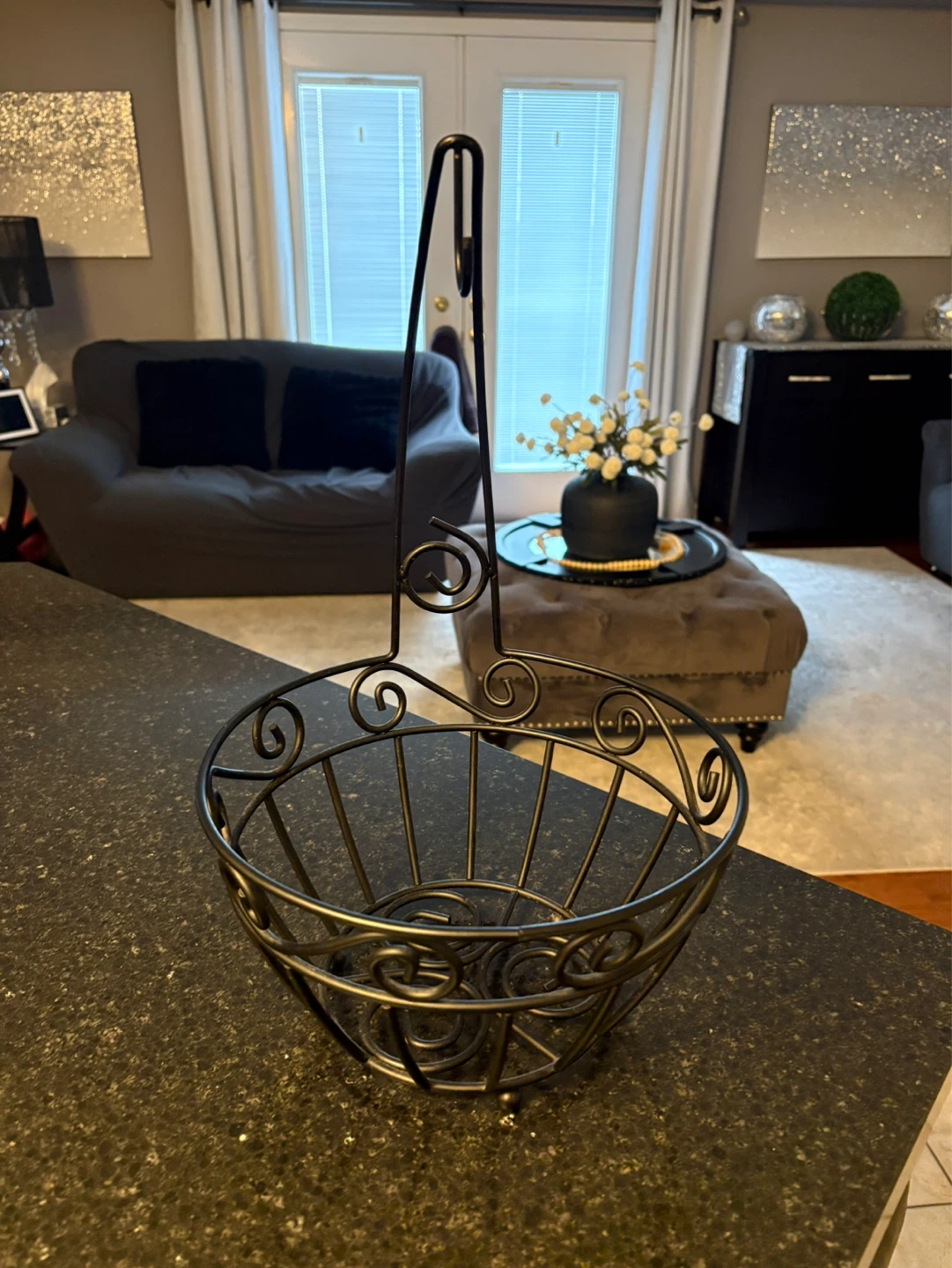 Decorative Metal Fruit Basket with Handle