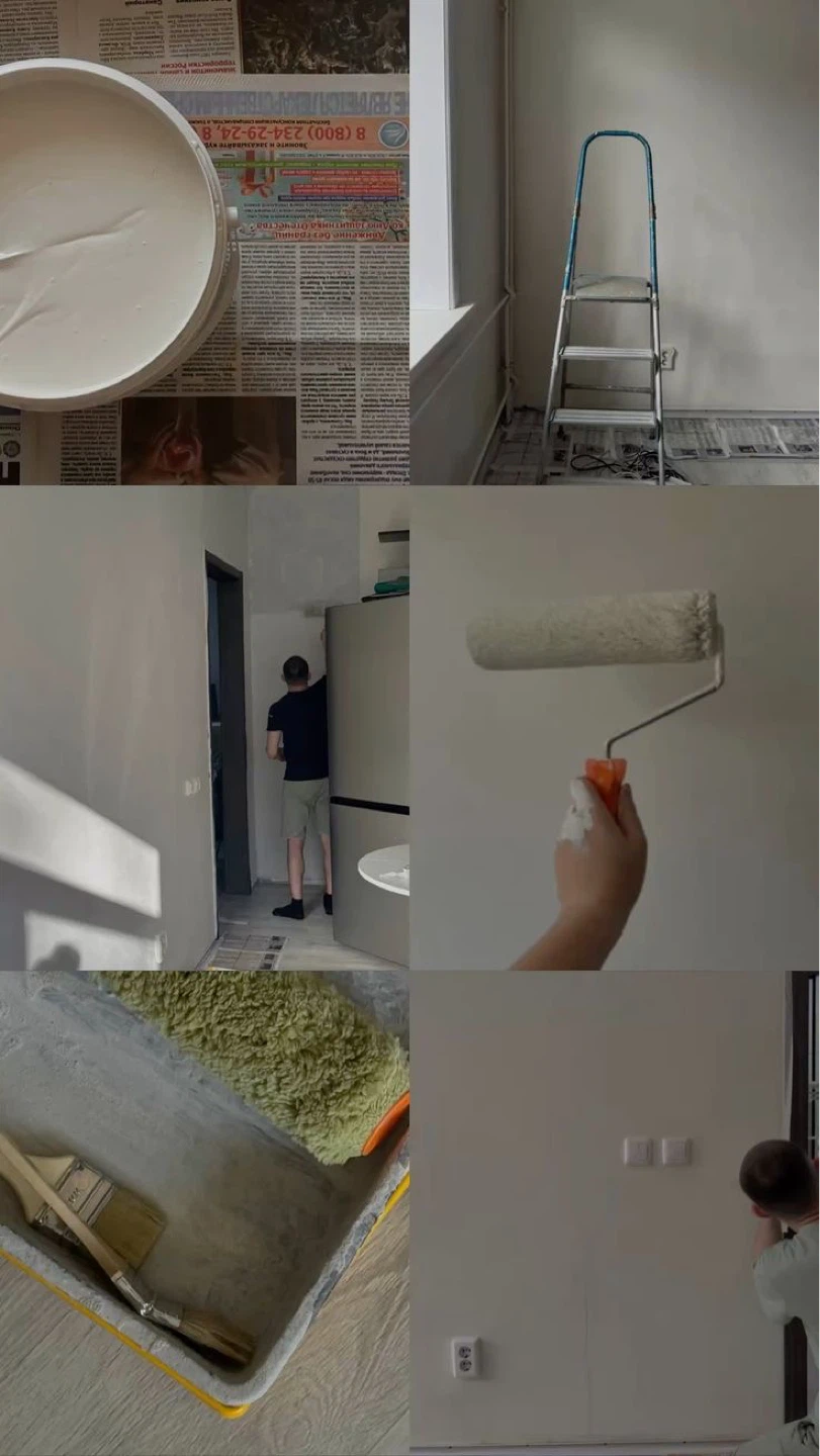 White Paint with Roller and Brushes