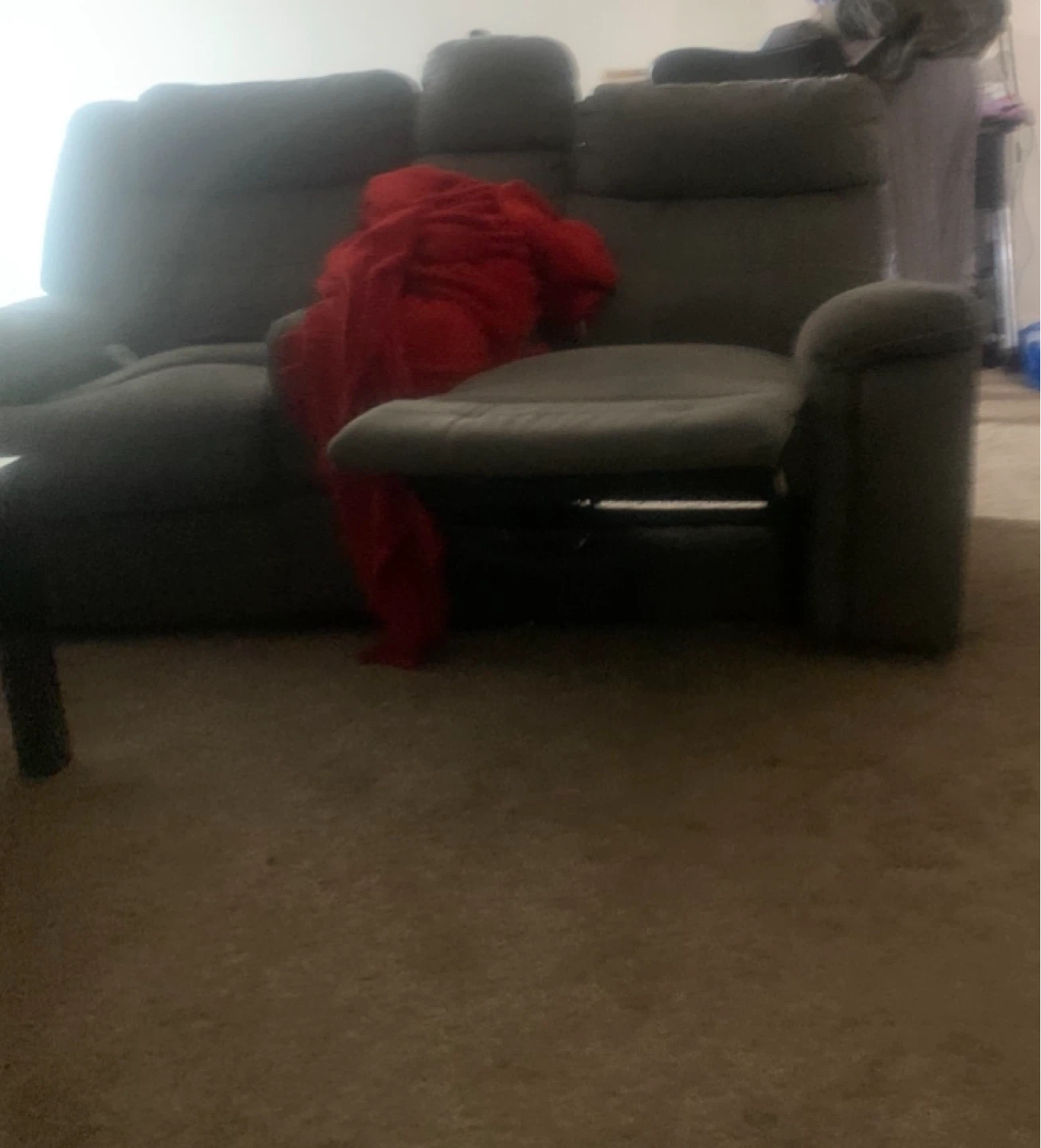 Grey reclining sofa with decorative pillows - photo 2