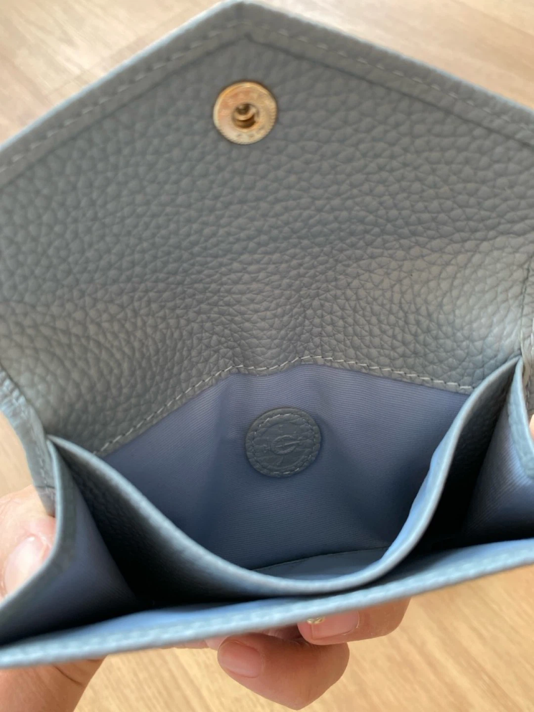 Grey/Blue Leather Card Holder Wallet with Box - photo 2