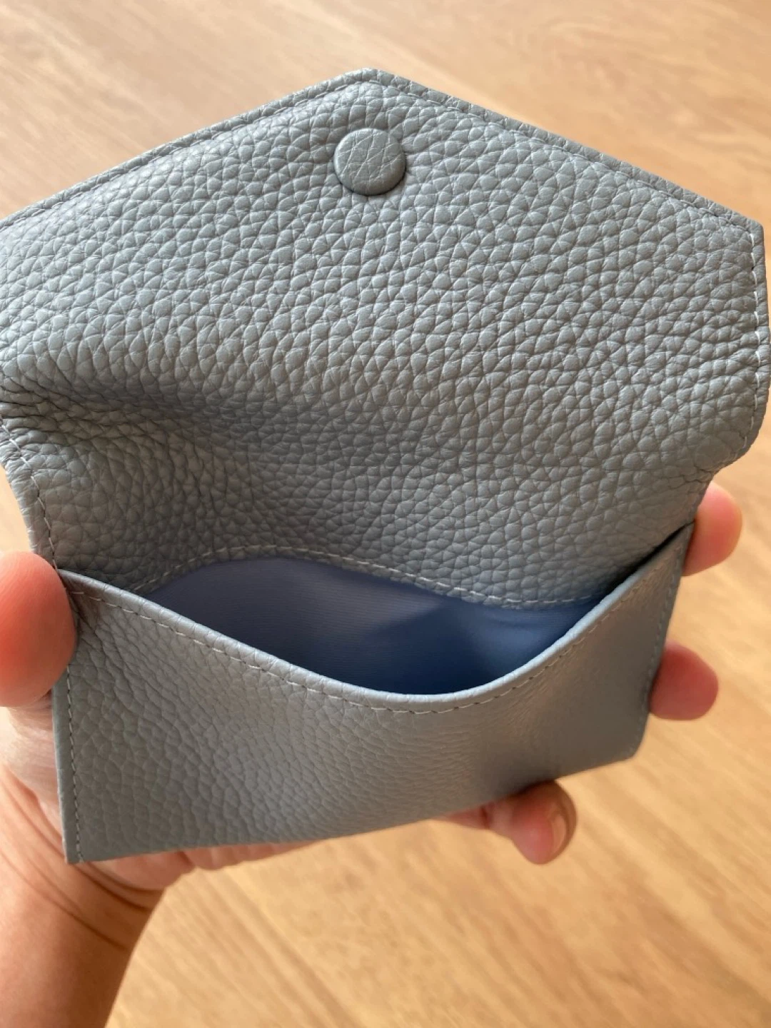 Grey/Blue Leather Card Holder Wallet with Box - photo 3