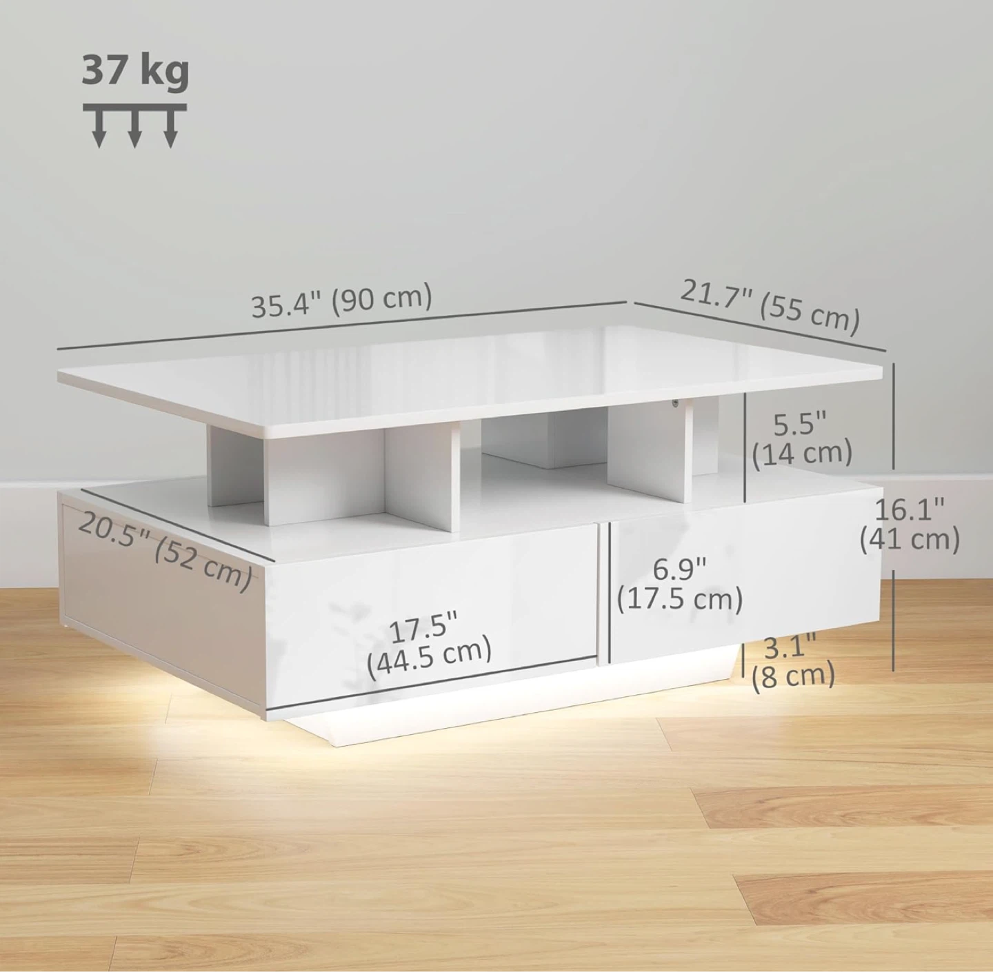 Led coffee table with storage - photo 2