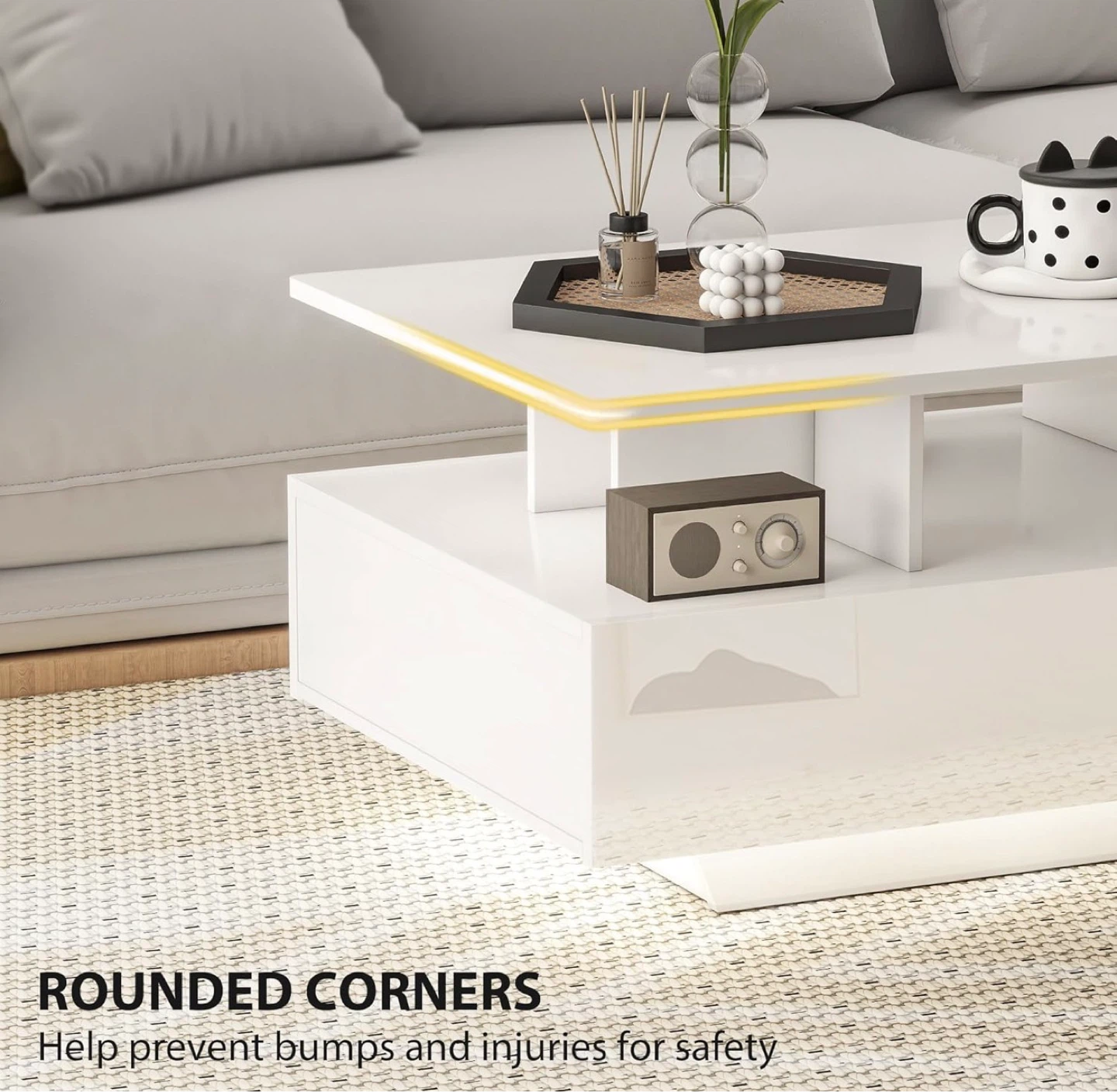 Led coffee table with storage - photo 5
