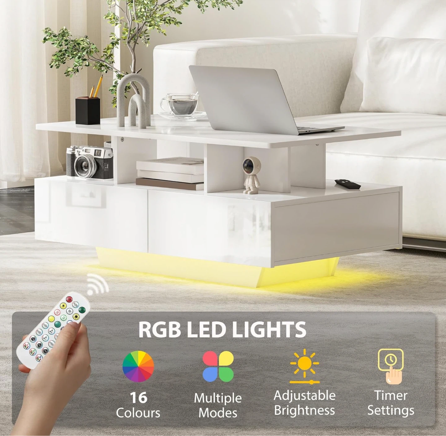 Led coffee table with storage - photo 3
