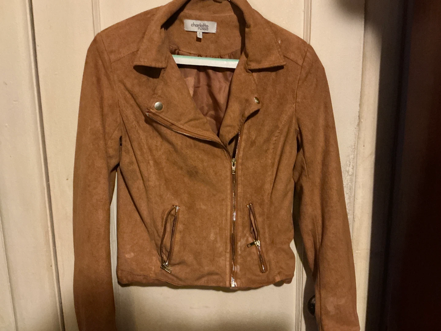 Charlotte Russe Brown Faux Suede Moto Jacket Size S