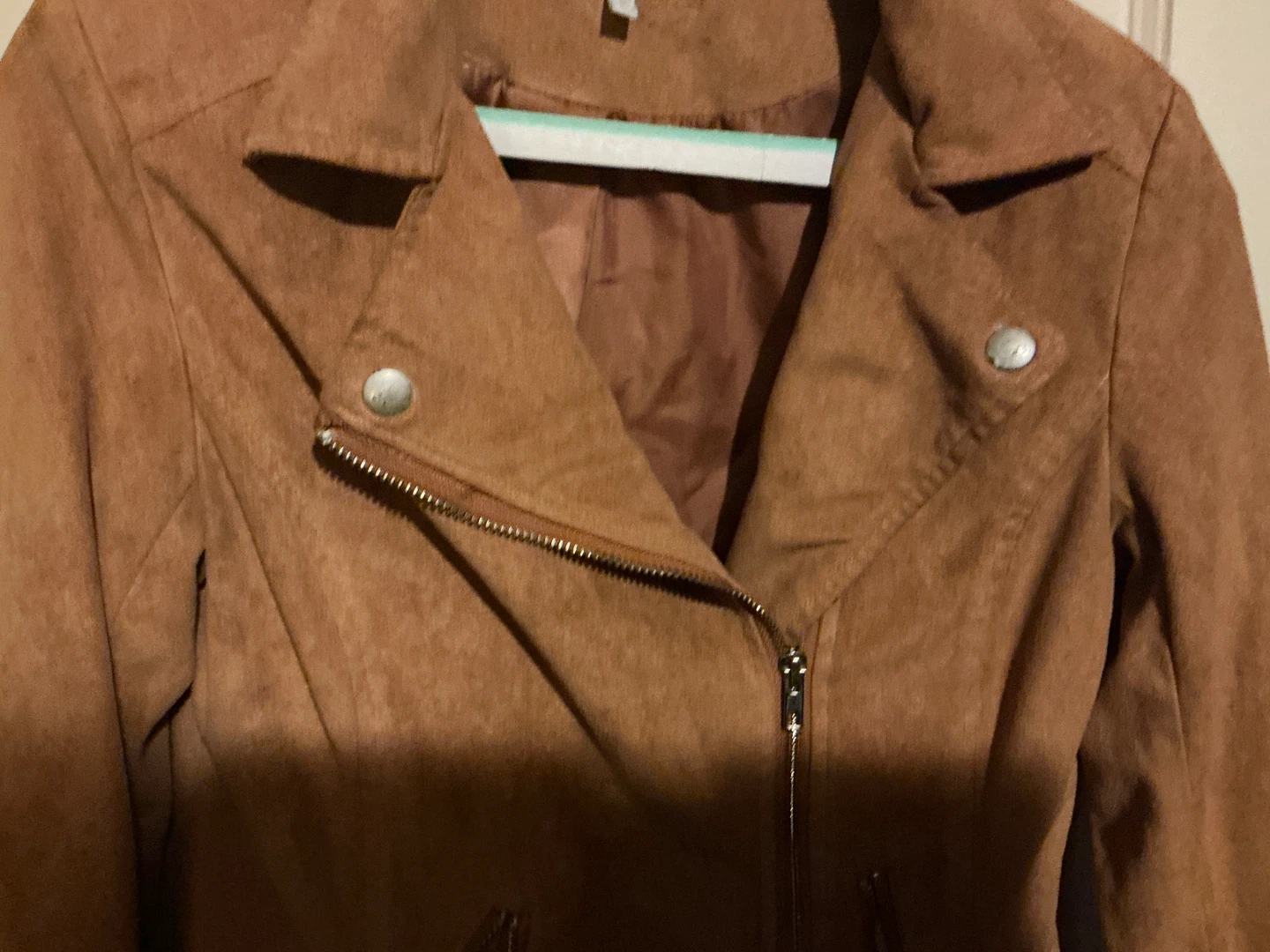 Charlotte Russe Brown Faux Suede Moto Jacket Size S - photo 3