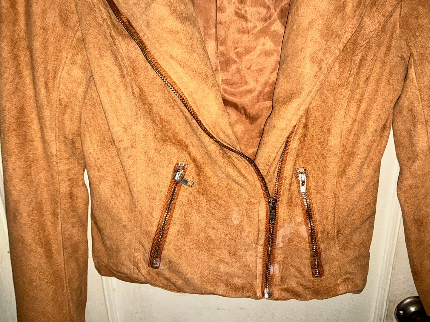 Charlotte Russe Brown Faux Suede Moto Jacket Size S - photo 5