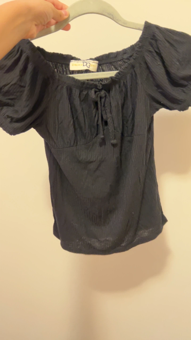 Black Puff Sleeve Off-the-Shoulder Top