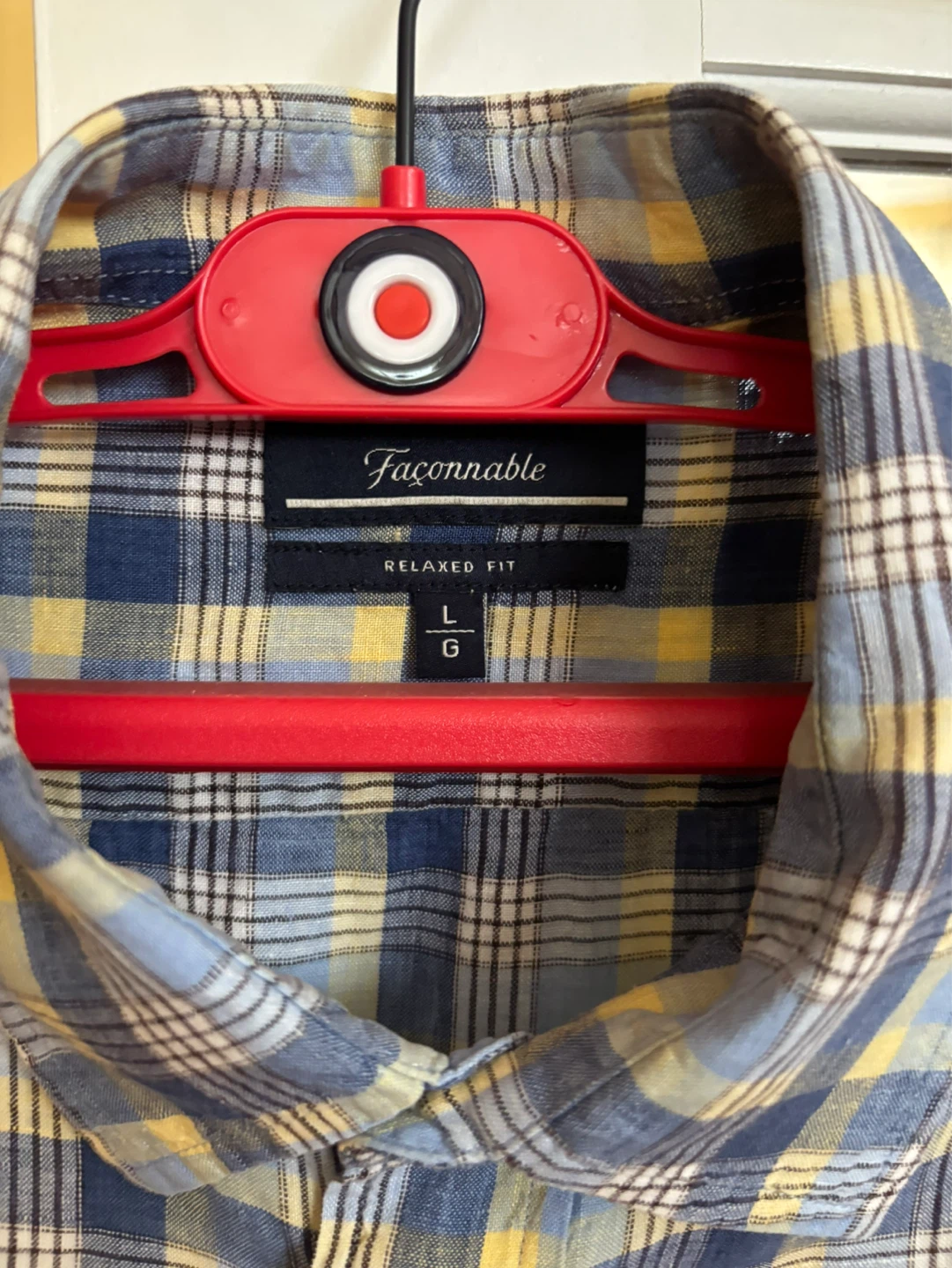 Faconnable Relaxed Fit Plaid Linen Button-Up Shirt - Size L - photo 3