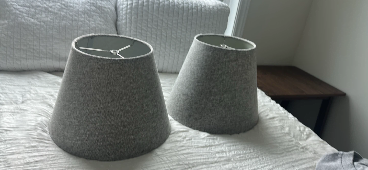 Brass Table Lamps with Grey Shades - Pair - photo 2