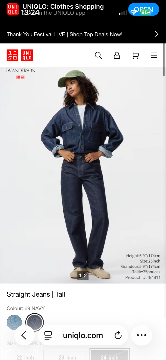 UNIQLO Straight Jeans - Navy - Waist 23 inch - photo 3