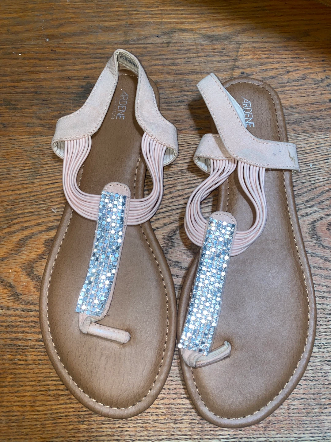 Ardene Women's Tan Sparkly Thong Sandals