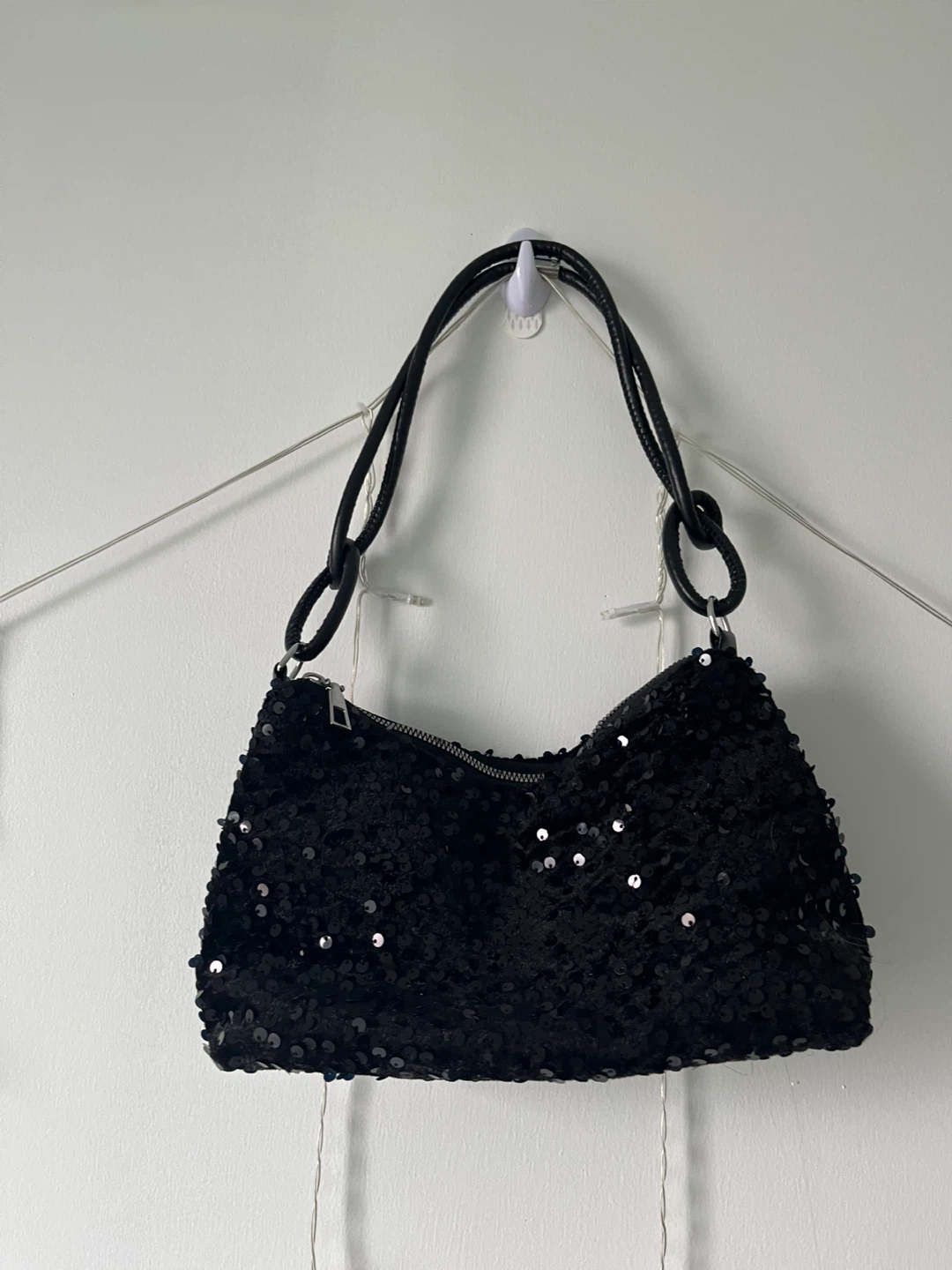 Vintage Black Beaded Shoulder Bag