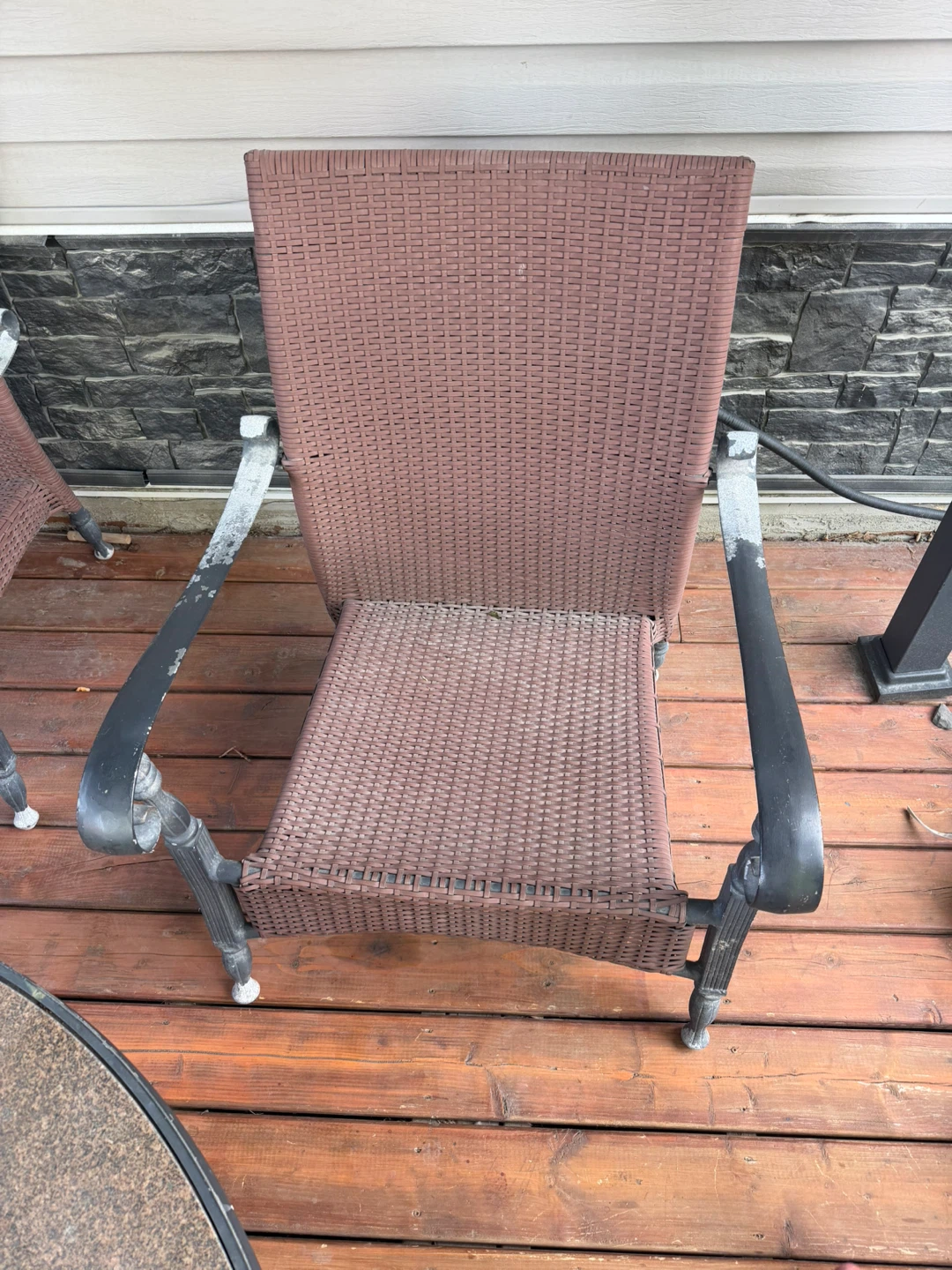 Round fire table and Brown Wicker Patio Chairs - photo 2