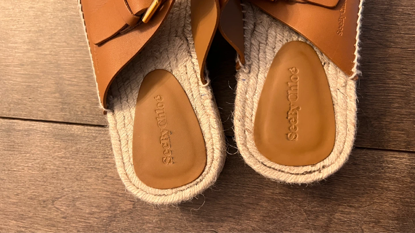 See By Chloé Women's Brown Leather Espadrille Slides - photo 3