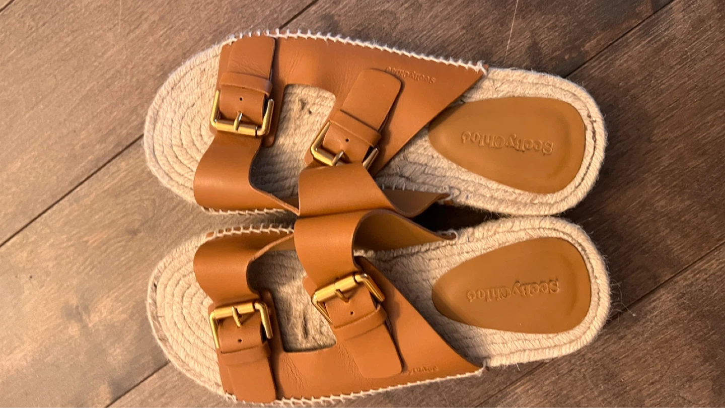 See By Chloé Women's Brown Leather Espadrille Slides - photo 4