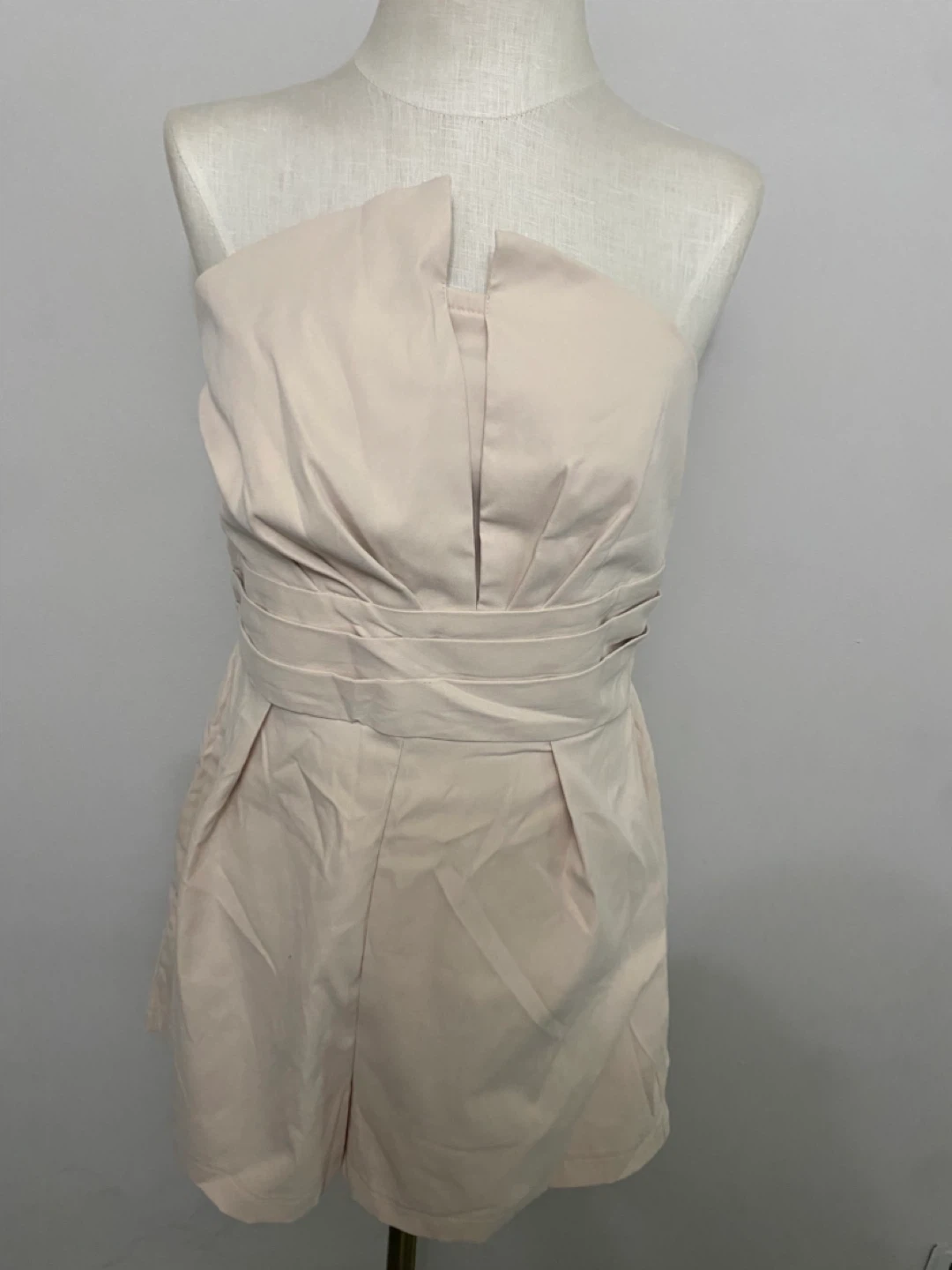 Women's Beige Strapless Romper