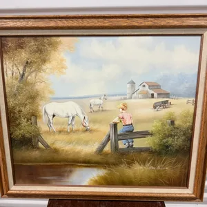 VTG Dan Austine Authenticated Oil Painting Oak Framed