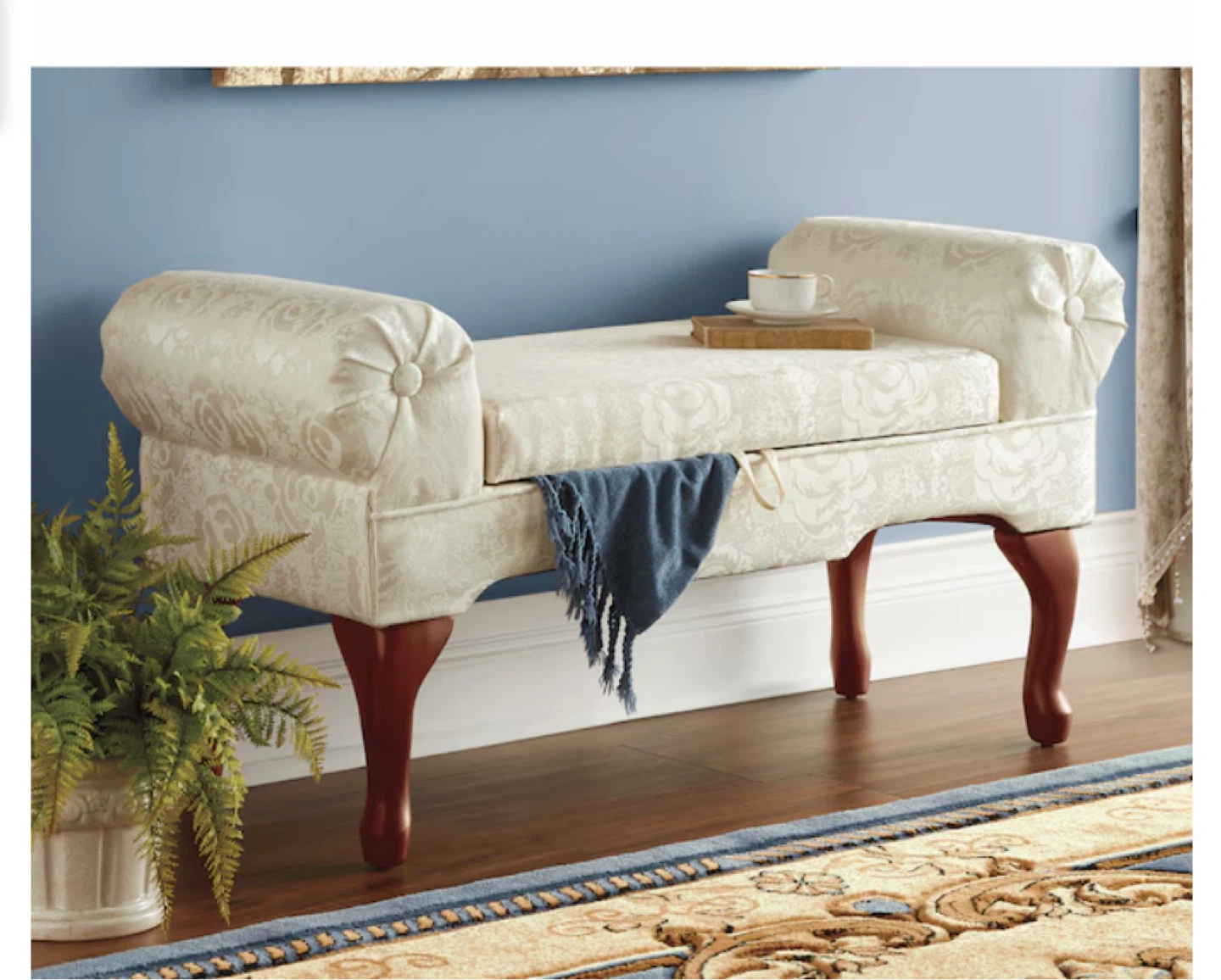 Brand new in box ,Cream Damask Accent Bench