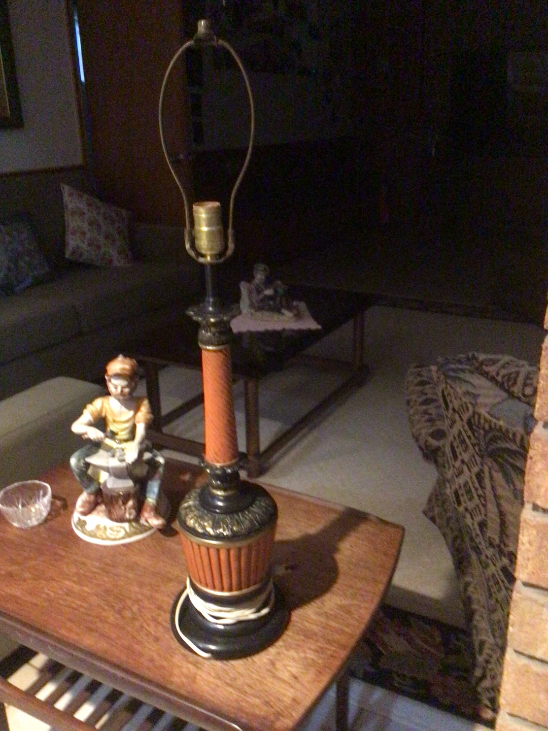 Vintage Table Lamp with Orange Accent