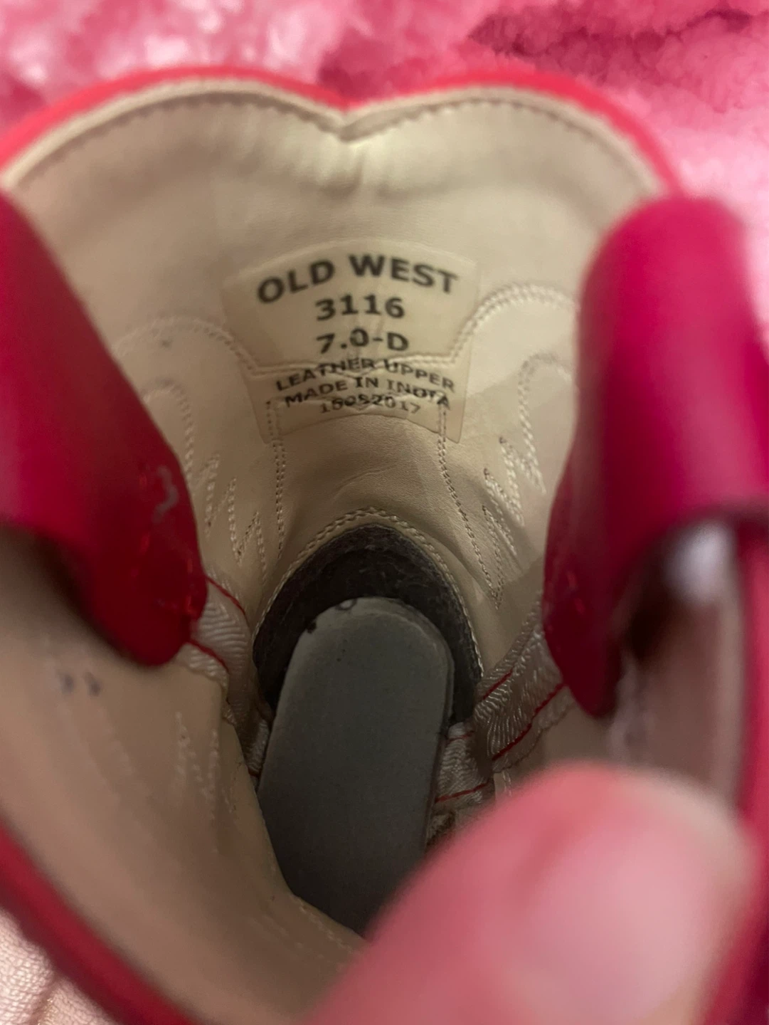 Toddler Old West Red Leather Cowboy Boots - Size 7.0-D - photo 3