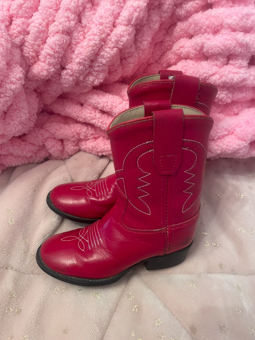 Toddler Old West Red Leather Cowboy Boots - Size 7.0-D - photo 2