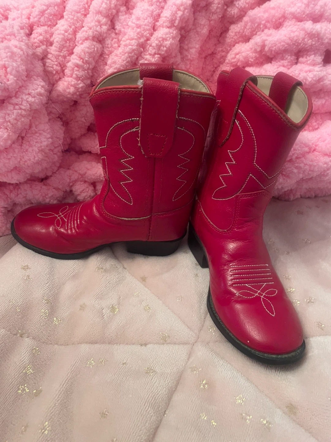 Toddler Old West Red Leather Cowboy Boots - Size 7.0-D - photo 4
