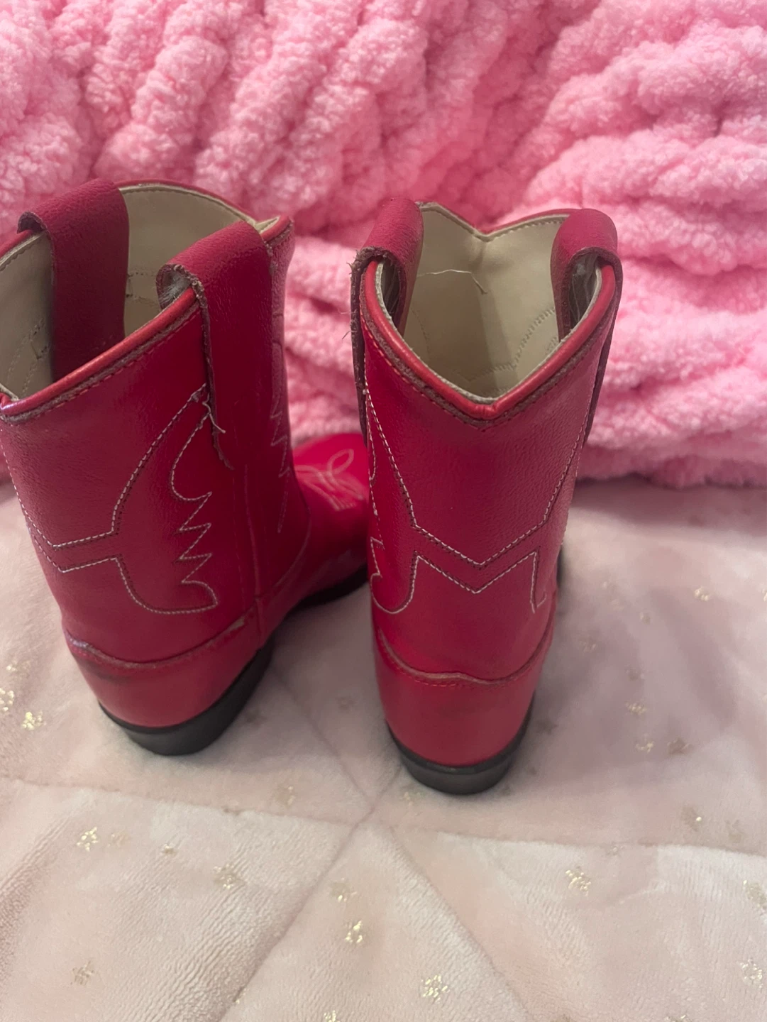 Toddler Old West Red Leather Cowboy Boots - Size 7.0-D - photo 5