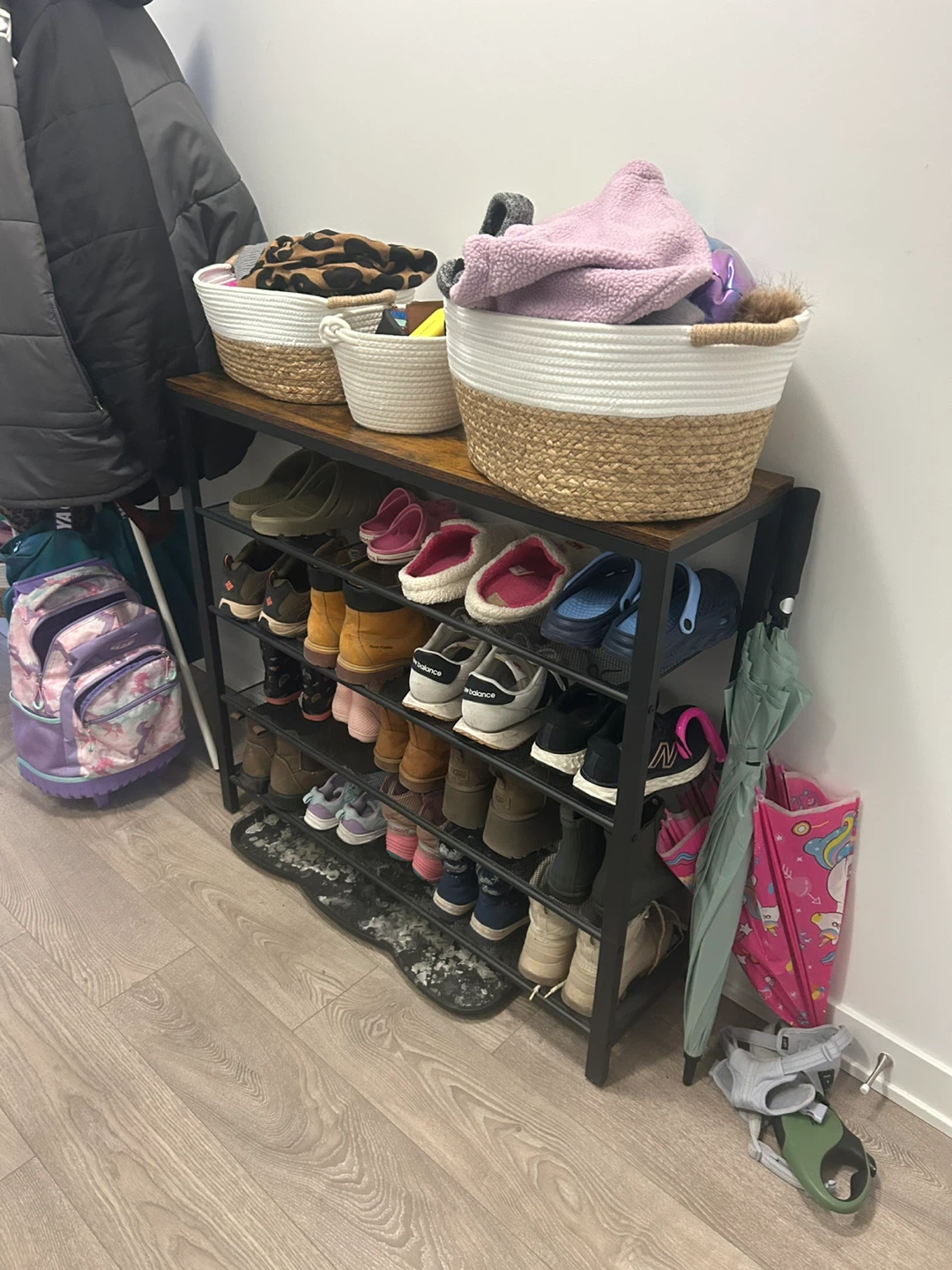 Rustic Wood Top 5-Tier Shoe Rack Organizer - photo 2