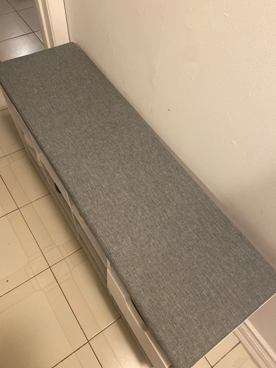 White Shoe Rack Bench with Storage Cubbies and Drawer - photo 3