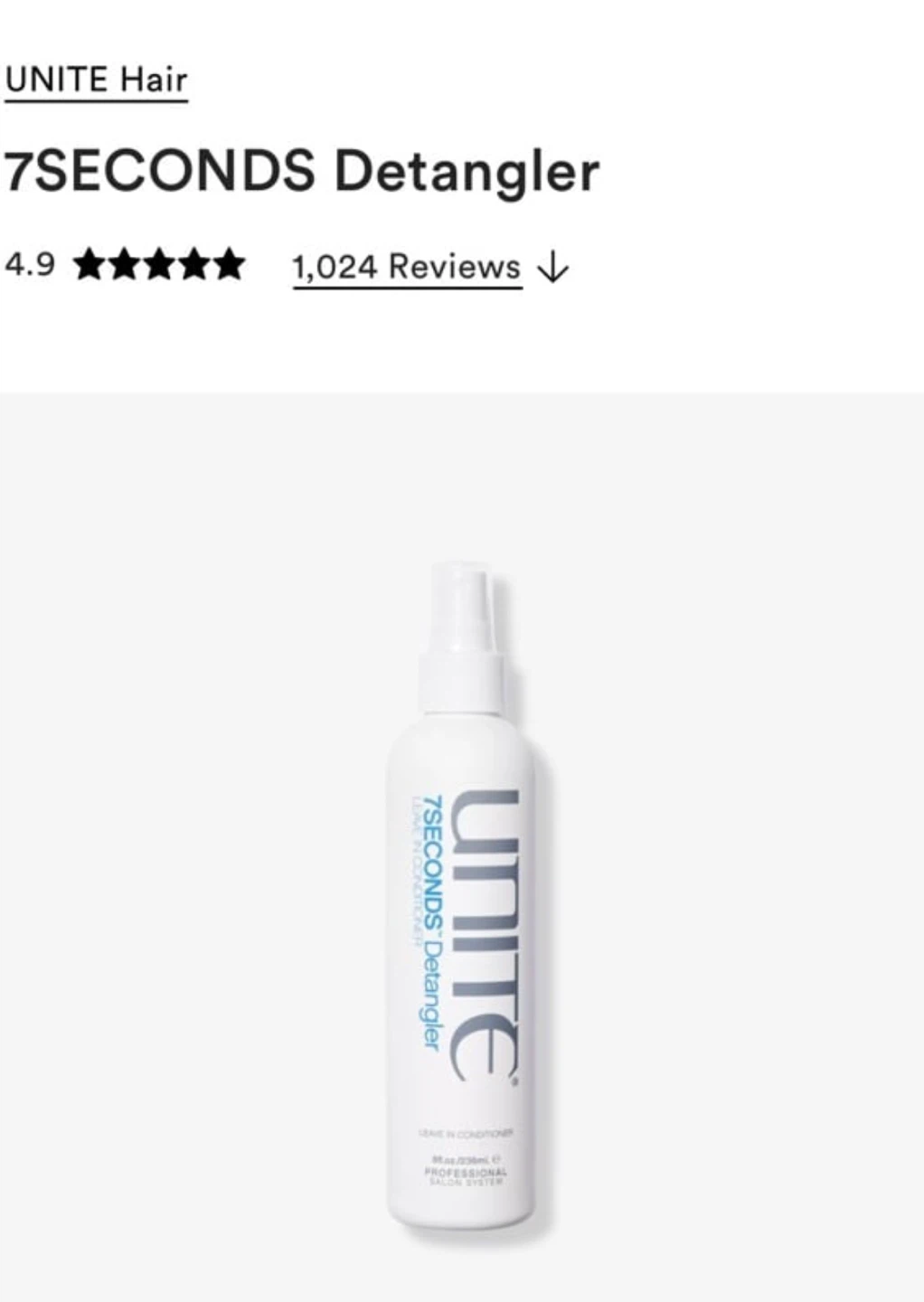 UNITE Hair 7SECONDS Detangler Leave-In Conditioner 6.5oz