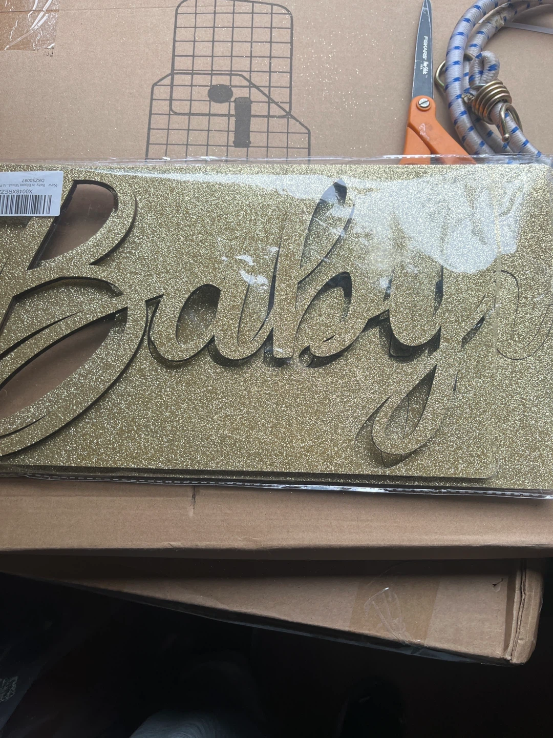 Gold Glitter 'Baby' Banner