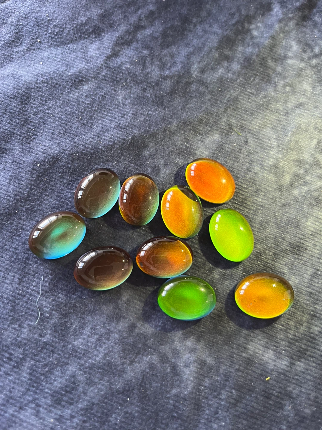 Set of 10 Oval Cabochon Glass Gems - photo 3