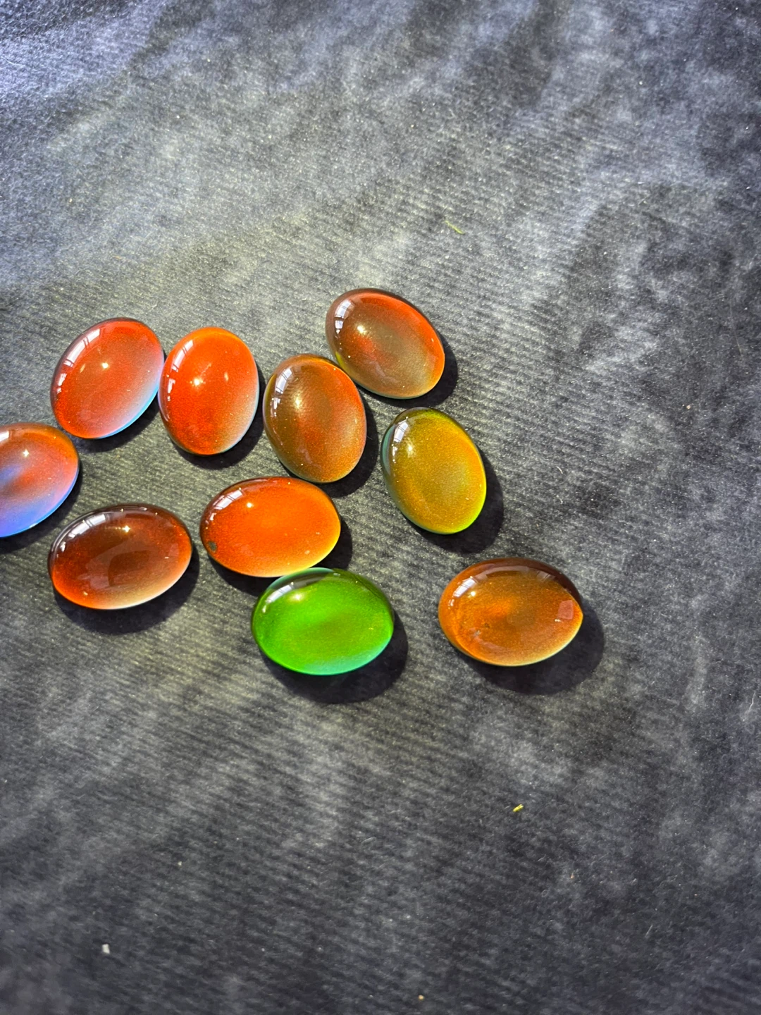 Set of 10 Oval Cabochon Glass Gems