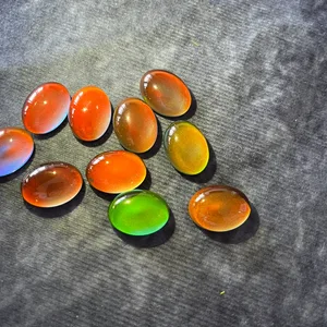 Set of 10 Oval Cabochon Glass Gems