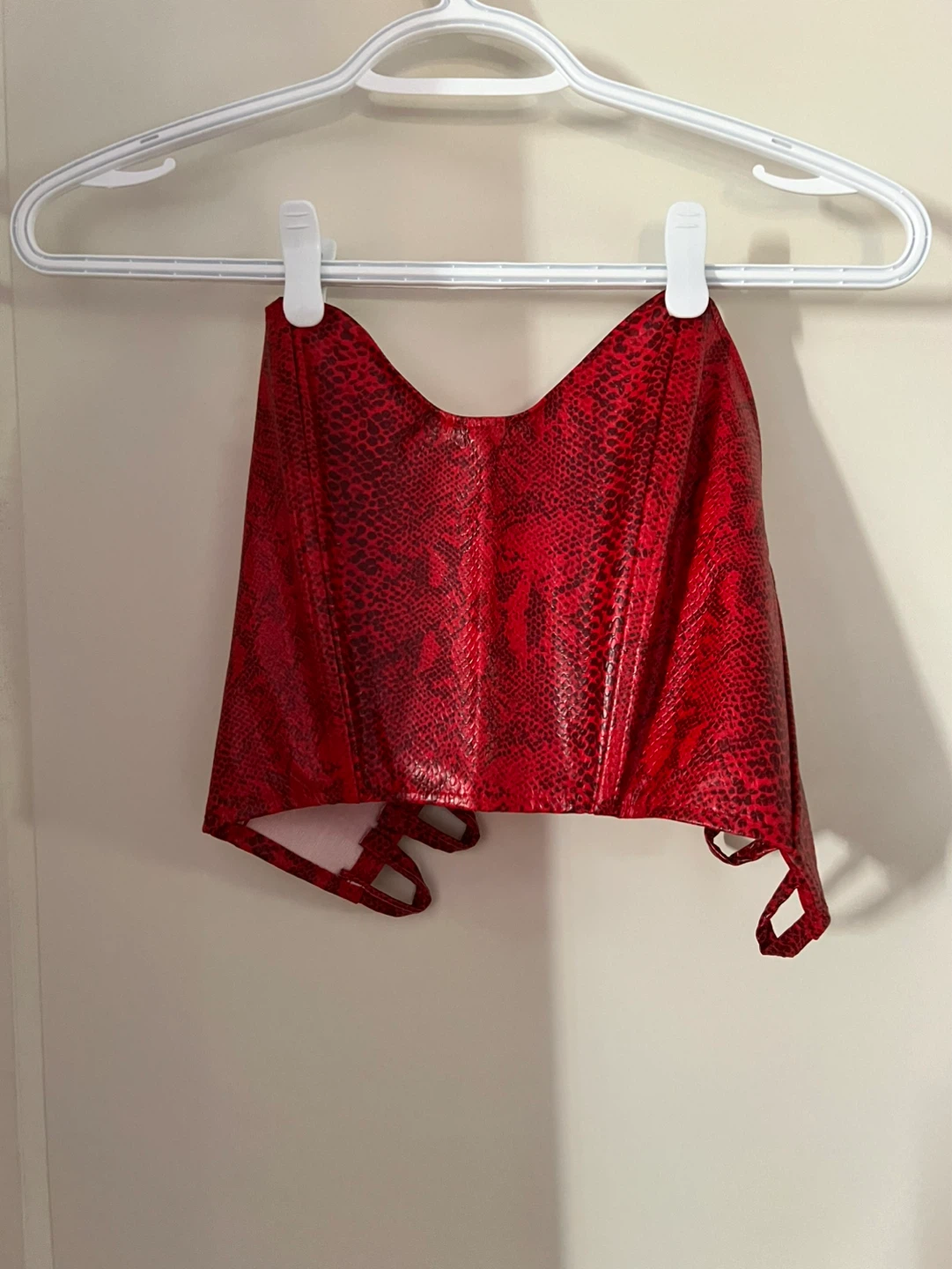 Red Snake Print Corset Top and Mini Skirt Set - photo 5