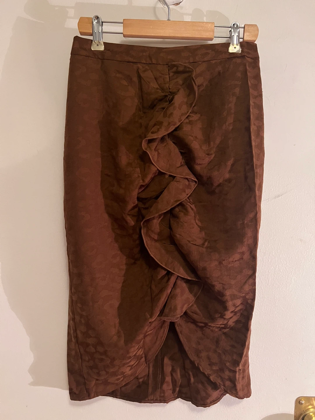 Zara Brown Tailored Ruffle Skirt - XS