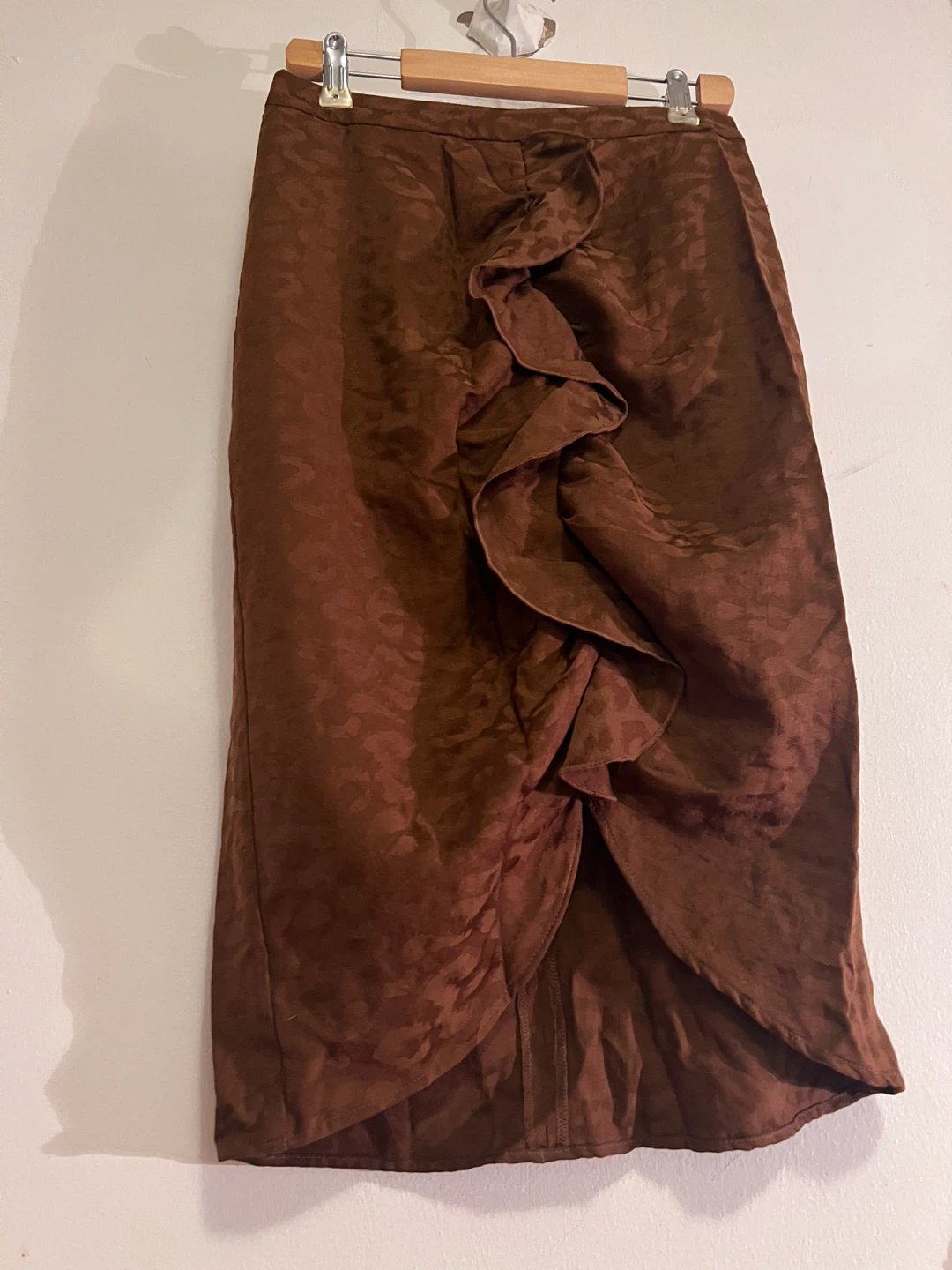 Zara Brown Tailored Ruffle Skirt - XS - photo 3
