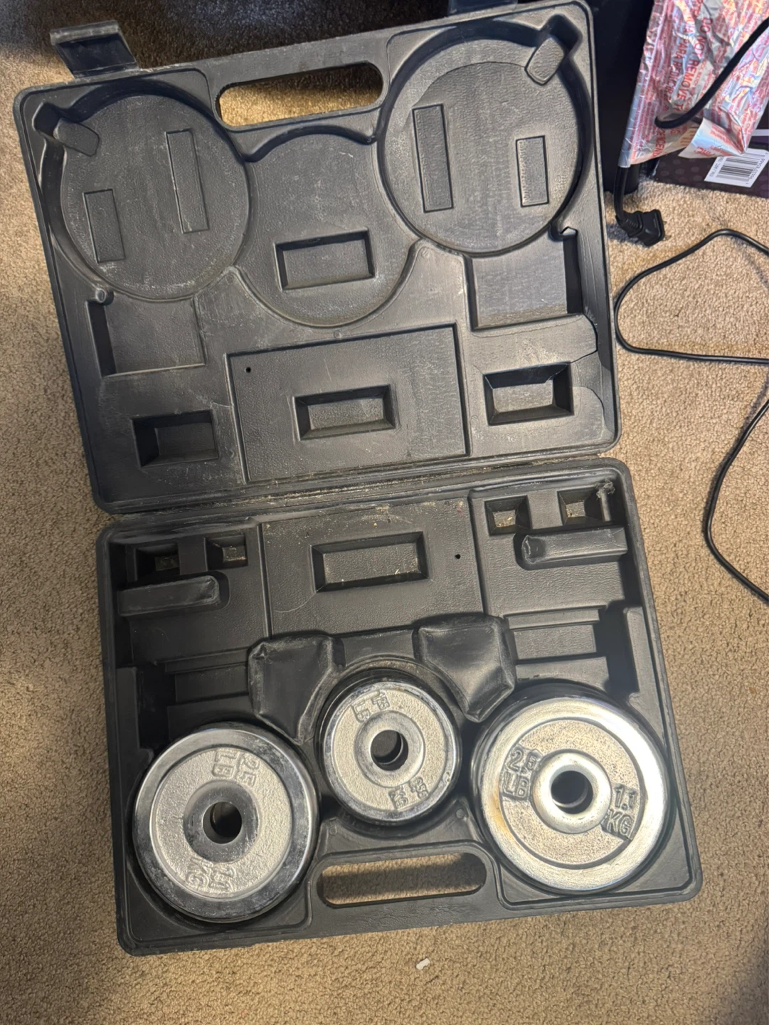 Steel Weights in plastic case. 17 1/2 pounds