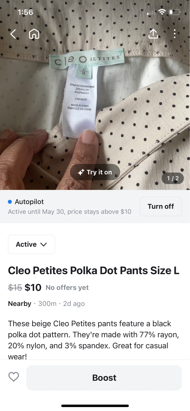 Cleo Petites Polka Dot Pants Size L - photo 5