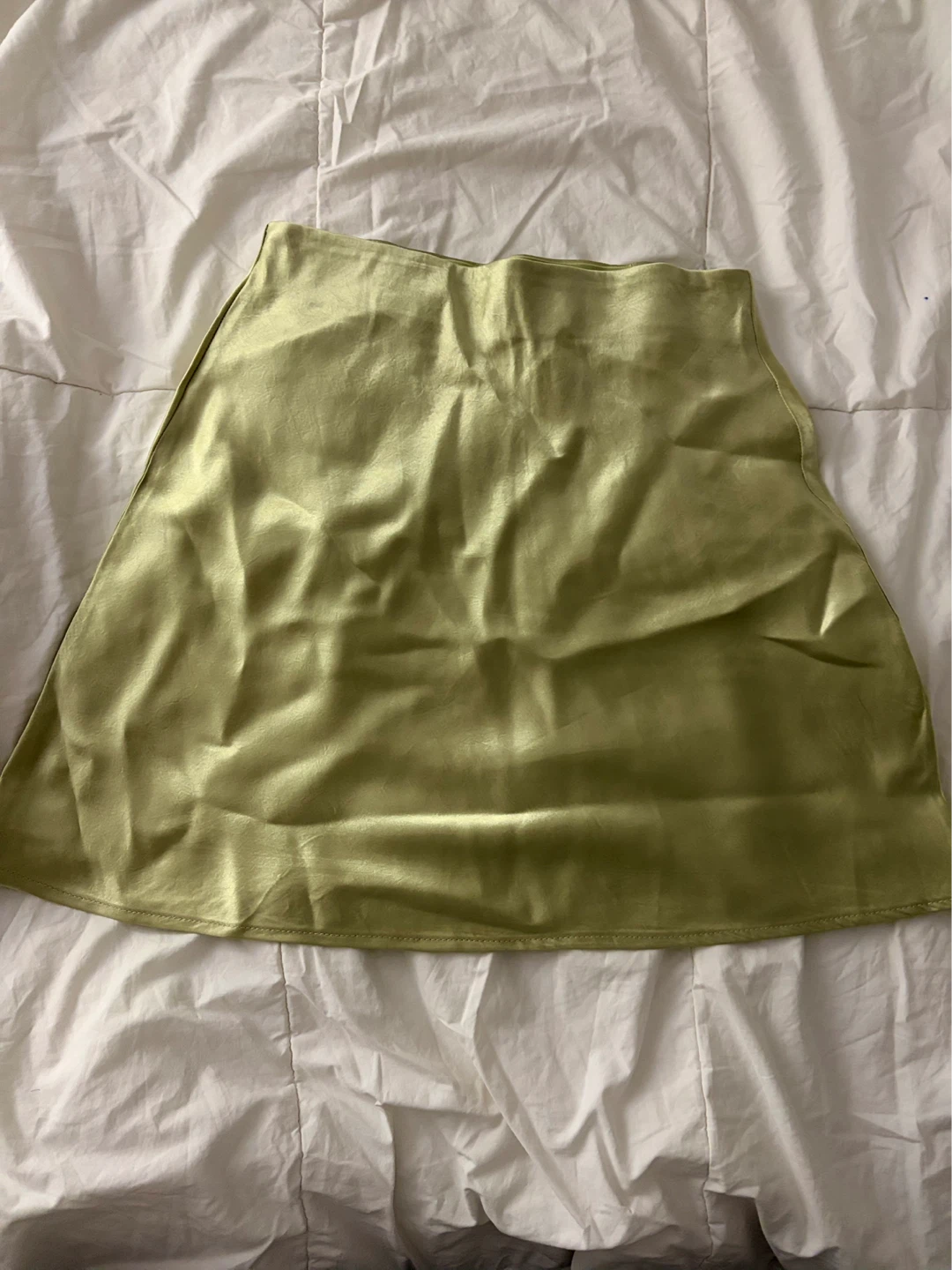 Lime Green Satin Mini Skirt
