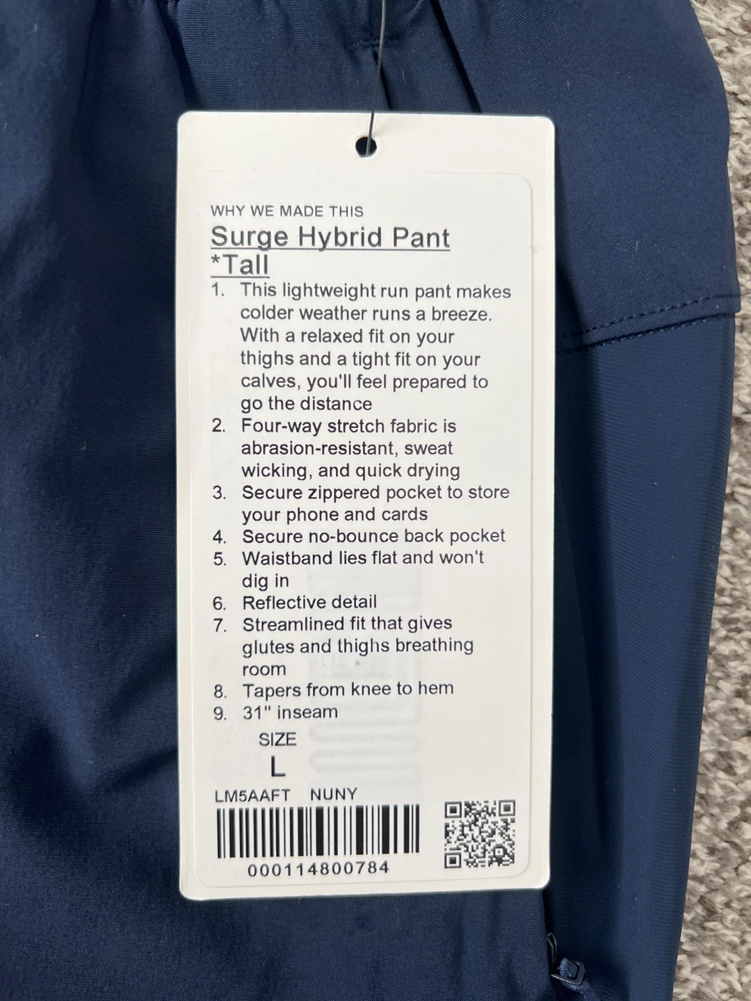 Lululemon Surge Hybrid Pant Tall - Navy - Size L - photo 4