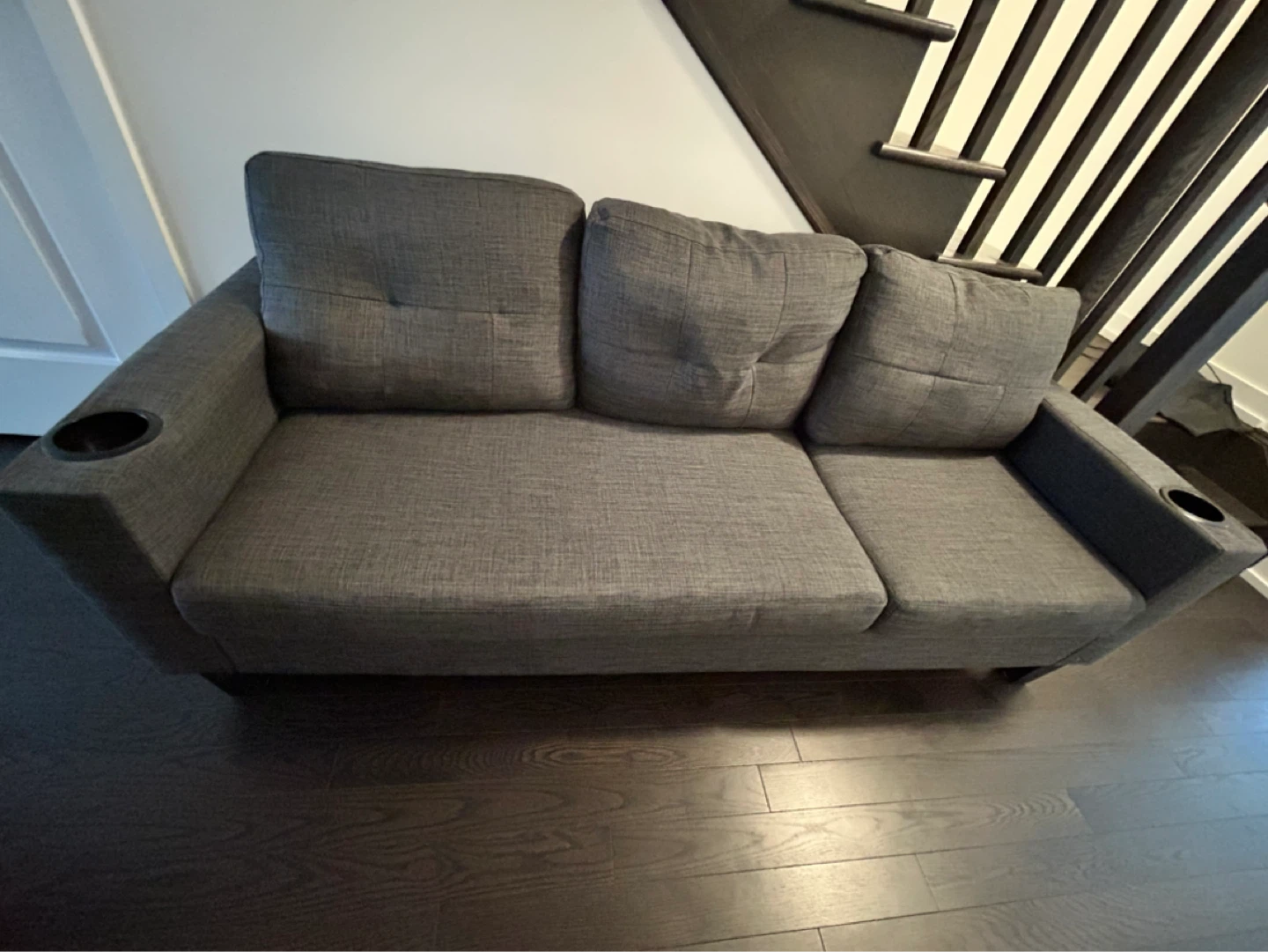 Grey Sofa with Cup Holders - photo 3