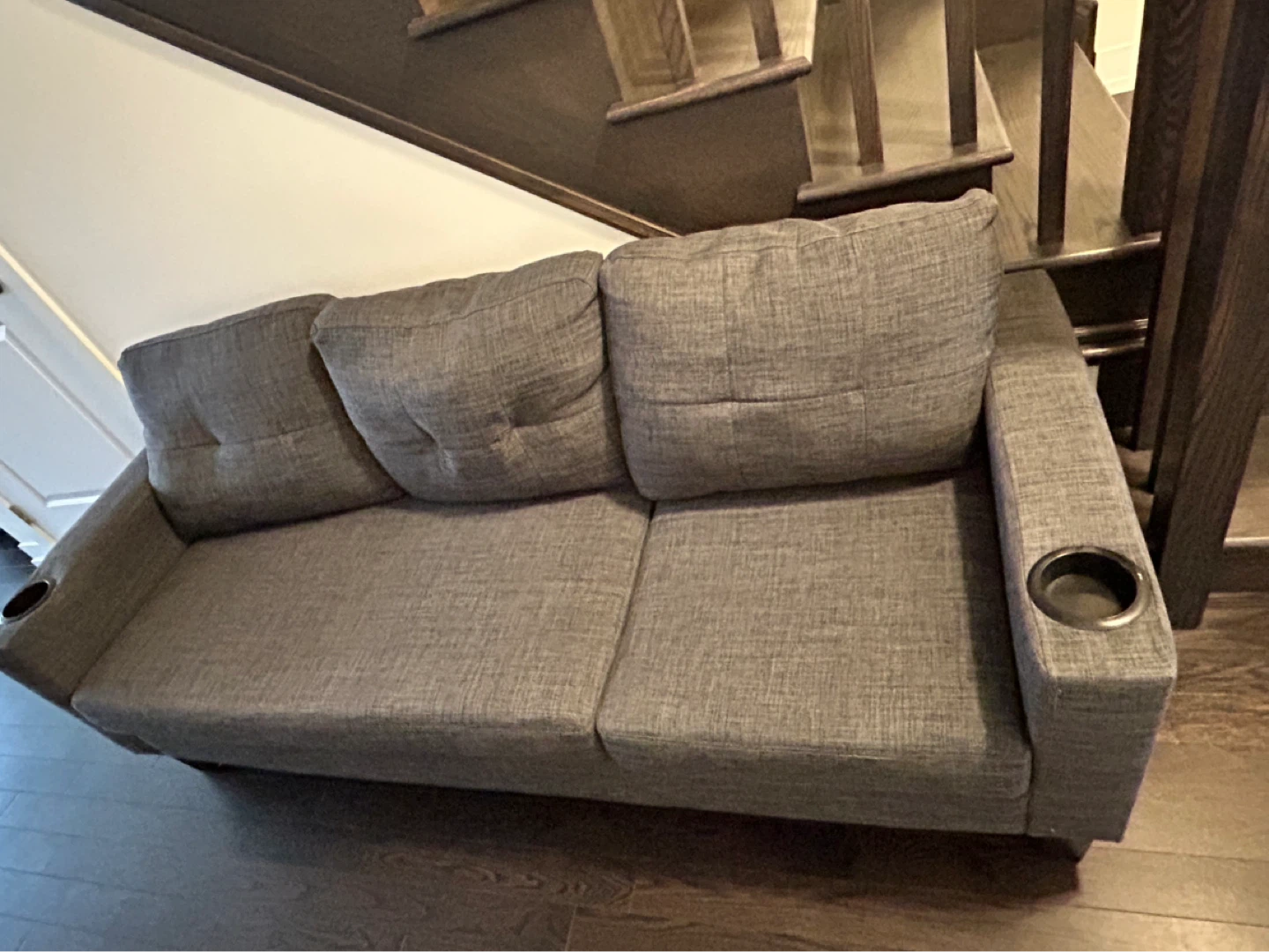 Grey Sofa with Cup Holders - photo 2