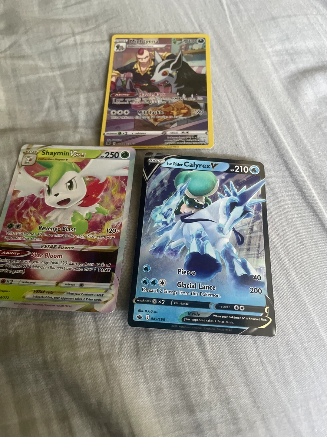 Pokemon TCG Cards - Shaymin VSTAR, Calyrex V, and Gengar VMAX