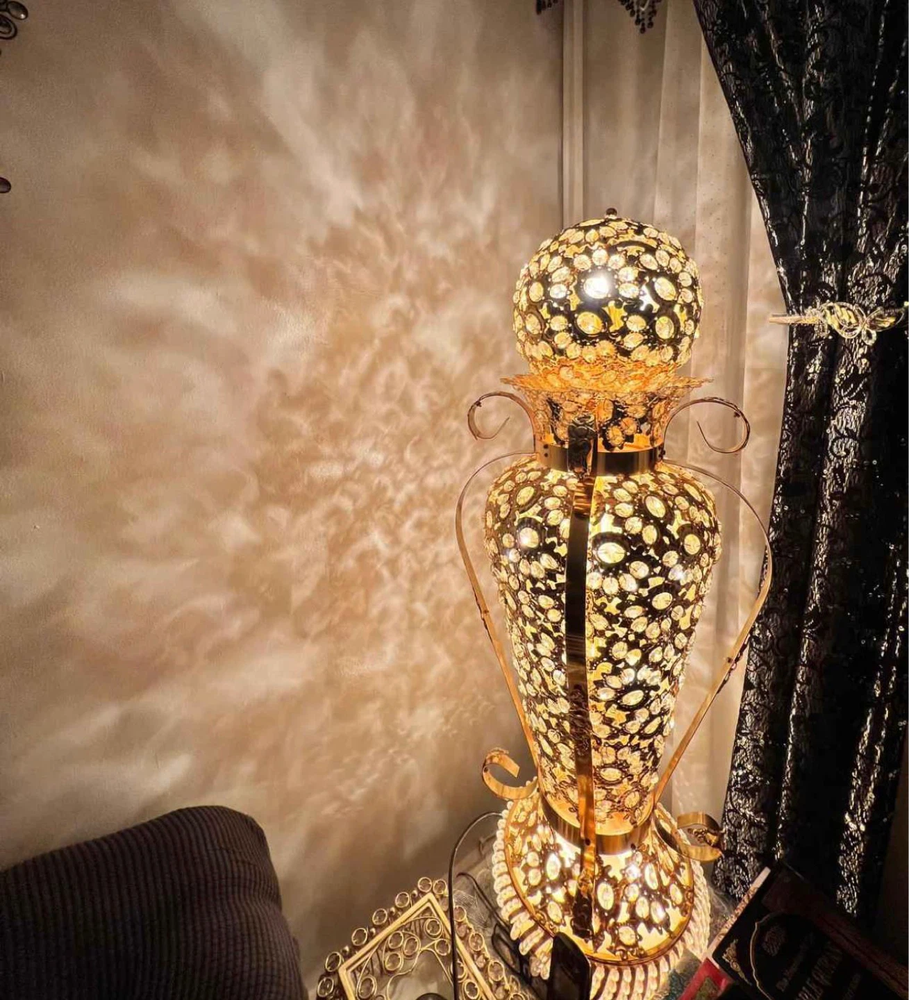 Gold crystal ornate floor lamp