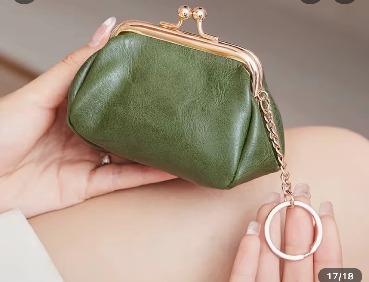 Green Coin Purse with Keychain