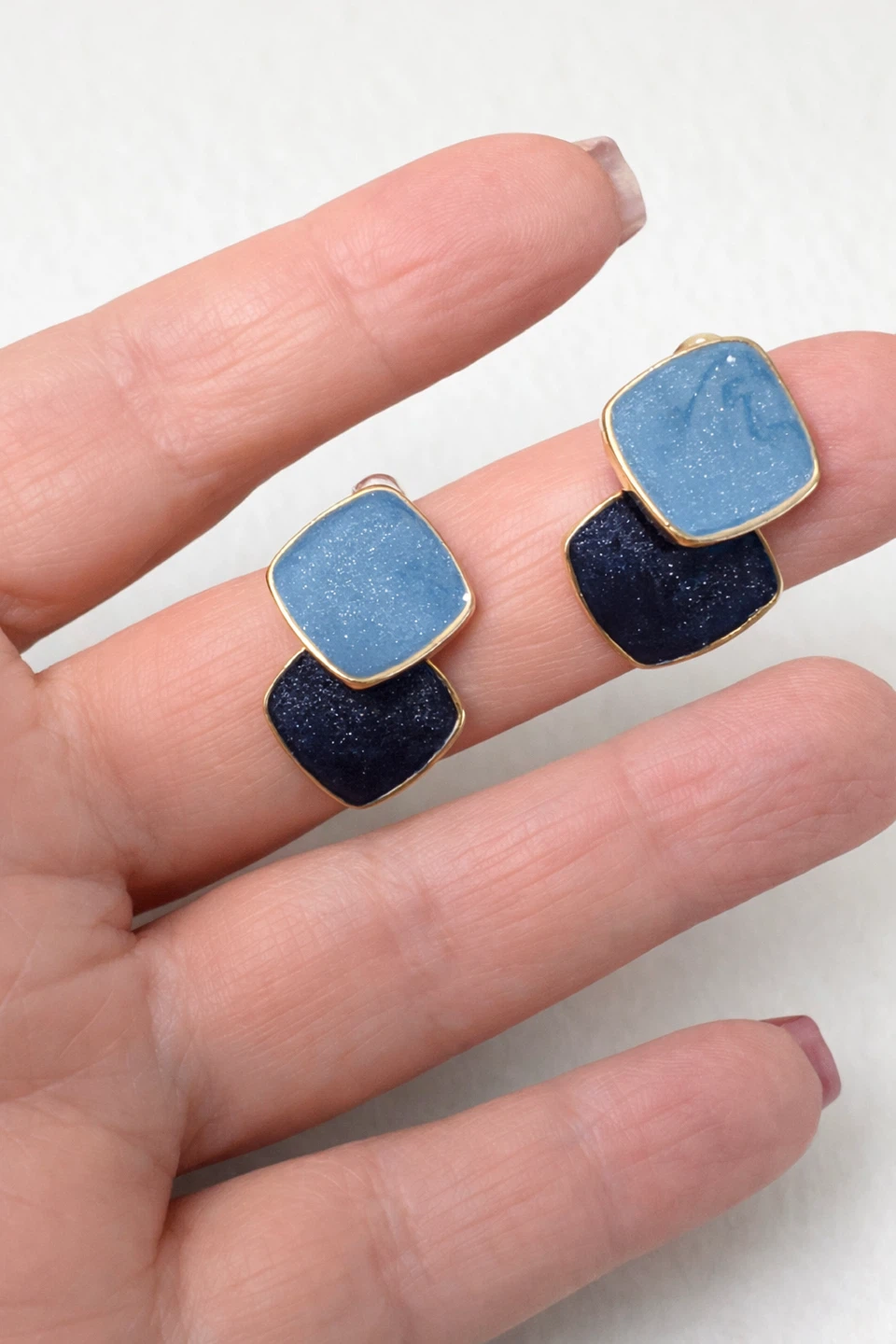 Blue and Navy Dangle Earrings