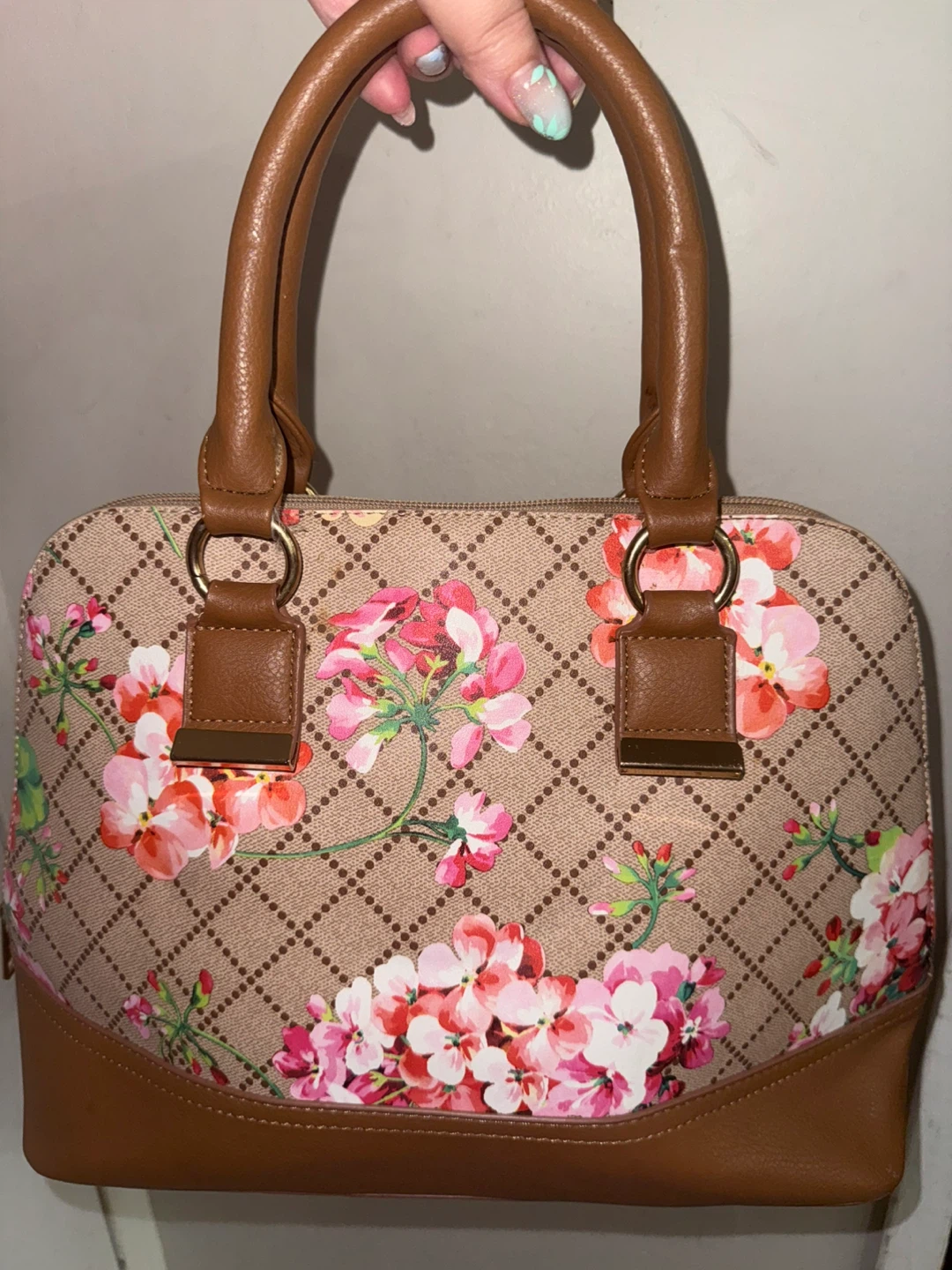 Floral Print Satchel Handbag
