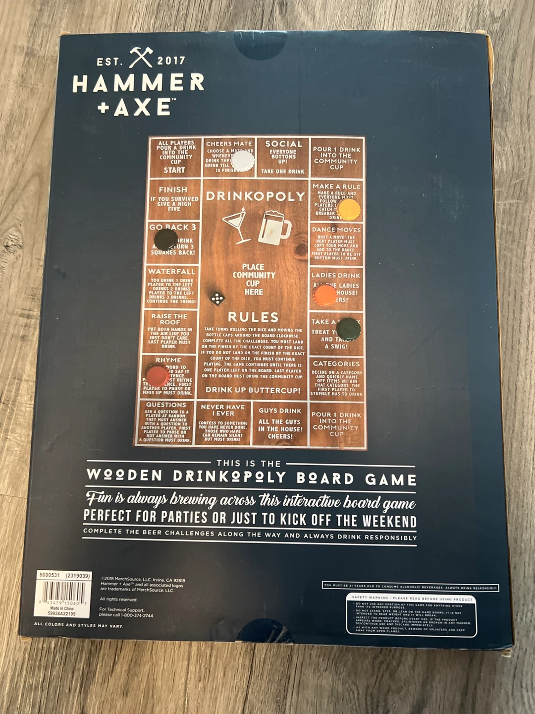 Hammer + Axe Drinkopoly Wooden Board Game - photo 2